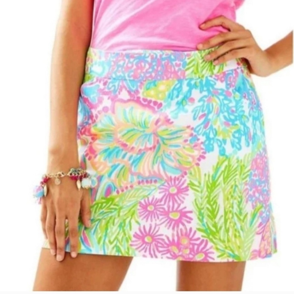 Lilly Pulitzer Lovers Coral Marigold Skort Sz 0 - Picture 1 of 6